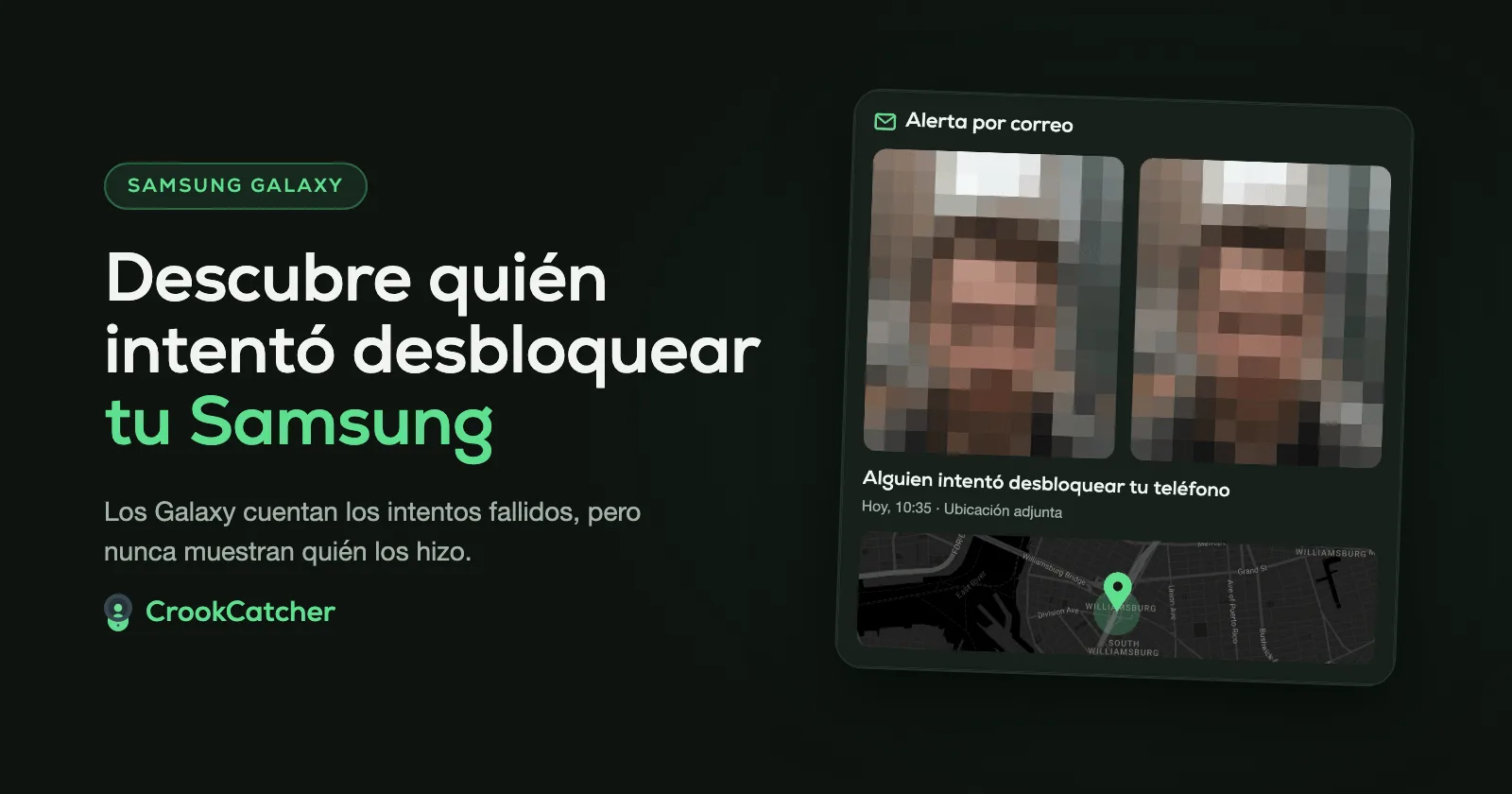Cómo saber quién intentó desbloquear tu Samsung: los Galaxy cuentan los intentos fallidos, pero nunca muestran quién los hizo. CrookCatcher toma su foto.
